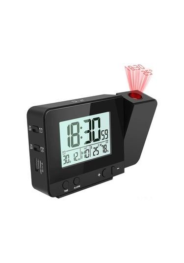 Youtek Siyah Odalar İçin Dijital Projeksiyon Alarm Saati - 180 Projeksiyon, Usb Şarj, Led Ekran, İki Alarm Ve Uyku Fonksiyonu