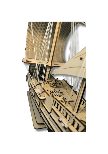 Ahşap Yelkenli Gemi Maketi - Kendin Yap Dıy Dekoratif Kit - 3d Puzzle - 41cm