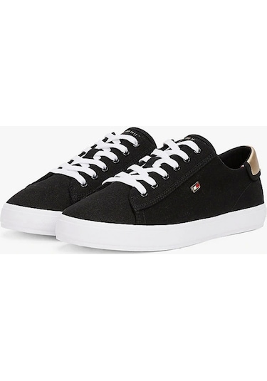 Tommy Hilfiger Kadın Canvas Metalik Siyah Sneaker Çok Renkli