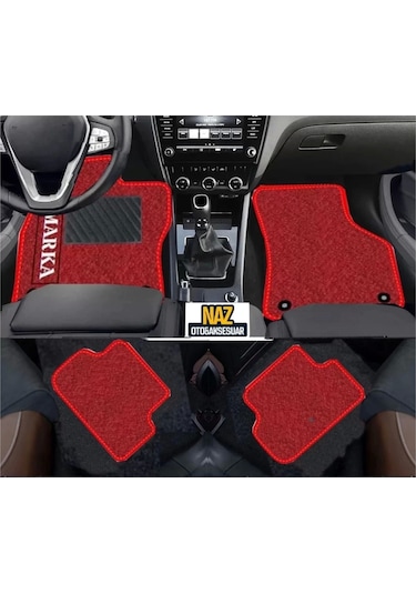 Volkswagen Caddy 2010 - 2015 Kırmızı Halı Kırmızı Kenar Petek Topuk