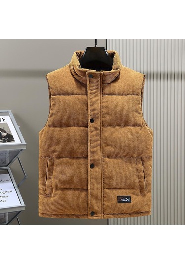 Erkek Ceket Sonbahar Sıcak Pamuk Kalın Ceket Erkek Kış Artı Boyutu Giyim Erkek Yelek Sarı