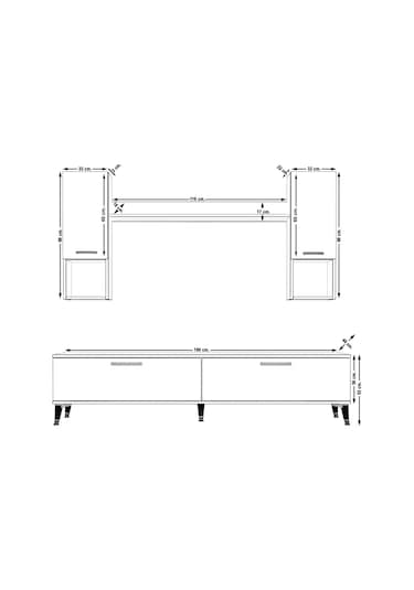 Decoraktiv Eko 5da Slm Std Silver Tv Ünitesi Tv Sehpası Beyaz - Siyah