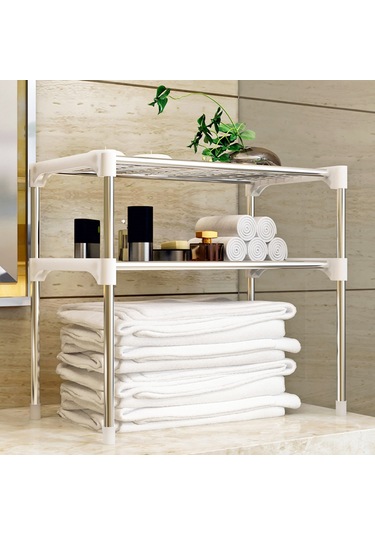 Xindoker 2 Katlı Demir & Plastik Mutfak Dolaplı Rafı - Banyo Depolama Rakımı Z002 Güçlü Ve Dayanıklı Diğer