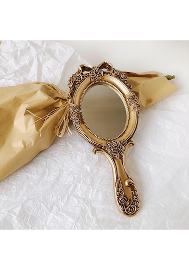 Homyl Vintage El Sı Kozmetik Kişisel Dekoratif Kabartmalı Altın