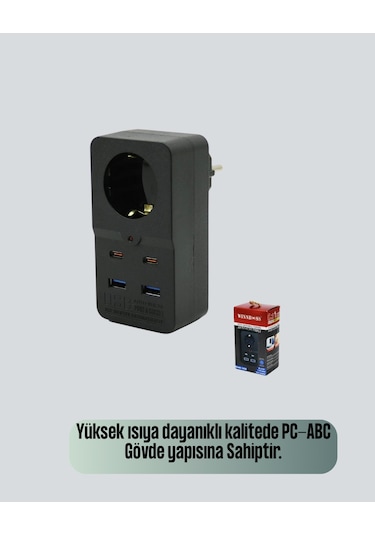 Akıllı Akım Dengelemeli Priz 2500w 4 Usb Type C Çıkışlı 0