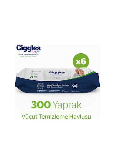 Giggles Vücut Temizleme Havlusu 6 x 50'li