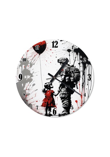 Balonlu Çocuk Ve Asker Mutafak Tipi Duvar Saati Duvar Saati