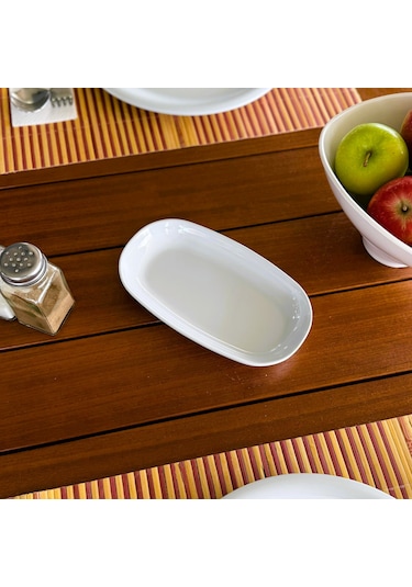 Alezy 606 Göreme Melamin Termostar Oval Kayık Tabak 19x11cm Beyaz