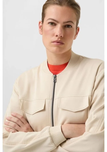 Bogner Nika Jersey College Yaka Ve B - Logo Detaylı Kadın Ceket Bej