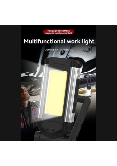 Opulentliving Çok Fonksiyonlu Usb Şarjlı Cob Led Çalışma Lambası - Katlanır Ve Askılı Siyah Siyah