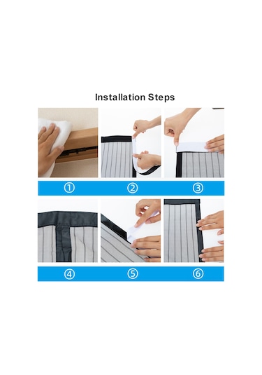 Hfambition Siyah Manyetik Pencere Perdeği - Otomatik Kapanır, Sessiz, Haşere Engeli, Hava Akışı Sağlar, Kolay Kurulum 120x240 Cm