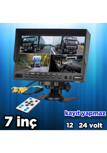 Kayıtsız 4 Kanallı 7 İnç Monitör 12 24 Volt Kamerasız