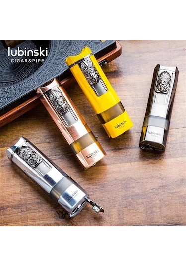 Lubinski Lion Sehpalı Delicili Tek Torch Puro Çakmağı Gold