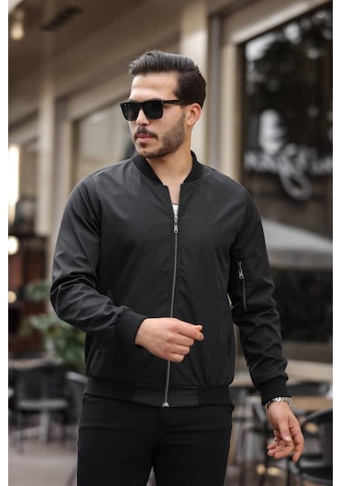 Erkek Süet Kolej Ceket Siyah Cepdetay