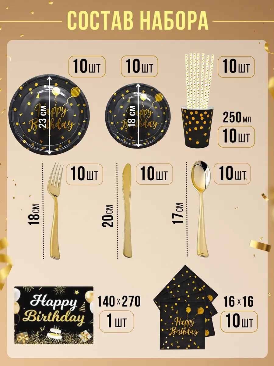 Frenco Doğum Günü İçin 10 Kişilik Tek Kullanımlık Sofra Takımı 297277571 100 adet