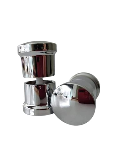 Krom Topuz Duşakabin Kulp Seti 2 İç 2 Dış Çift Kapak Kulbu Gri