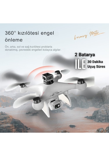 S116 Max Drone BEYAZ Fırçasız Motor 2 Batarya Ile 30 Dakika Uçuş 1080P Hd Çift Kamera Engelden Kaçınma