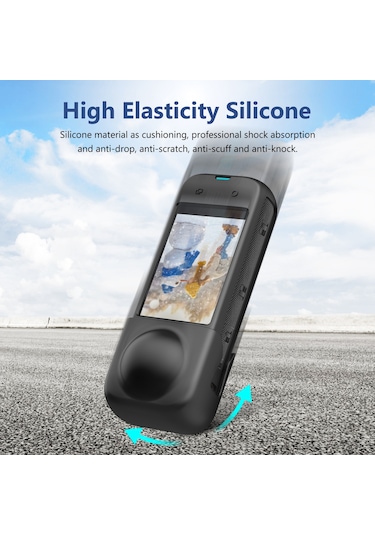 Insta360 X4 İçin Puluz Tam Vücut Toz Geçirmez Silikon Koruyucu Kılıf Siyah