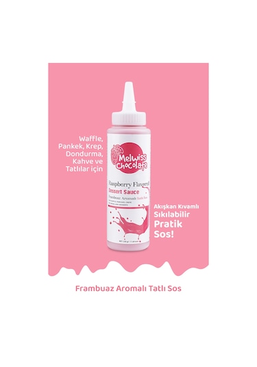 Melwiss Chocolate Frambuaz Aromalı Çikolata Sosu - Waffle Pankek Sosu 330 G