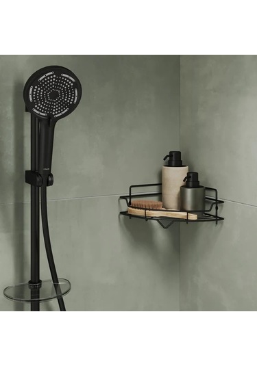 Milardo Banyo Köşe Rafı, Tek Katlı, Siyah 363177343 Siyah Mat