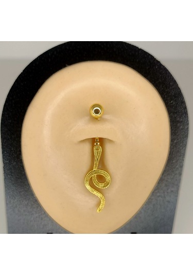 Aya Tasarım Gold Renkli Yılan Göbek Piercing Altın
