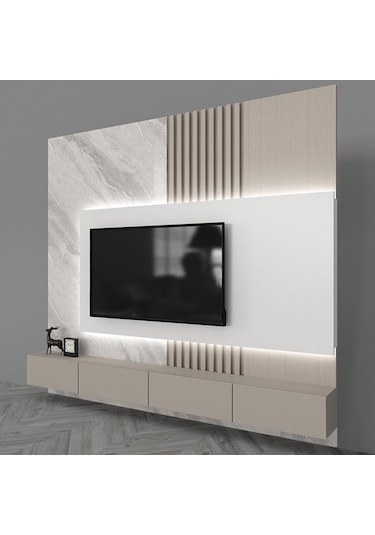 Joy Tv Ünitesi Tv Sehpası Alt Modül Kum Beji 240 Cm Mdf Joy Tv Ün