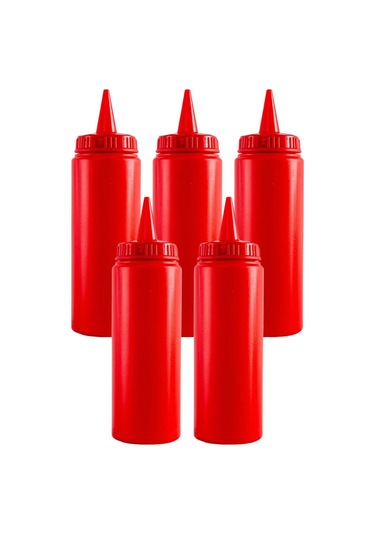 500 Ml. Fişek Sosluk Ketçap Mayonez 5 Adet Kırmızı