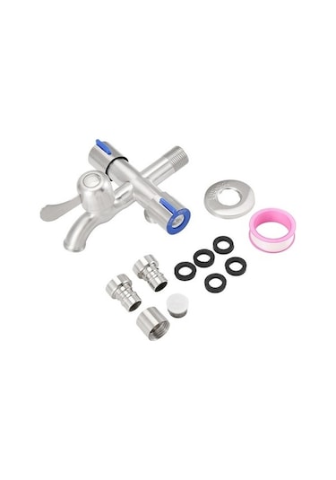 Tongxida Bosphorusboutique Yollu Yollu Vanası Üç Musluk Musluğu Makinesi Lavabo Gümüş Çamaşır Bantlı Açı 2 Ub Renkli Çok Renkli