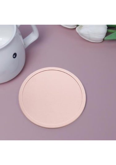 Yeşil Bardak Altlığı Isıya Dayanıklı Kaymaz Yükseltilmiş Kenar Yuvarlak Dökülmeye Dayanıklı Tezgah İçecek Kahve Çay Yeşil