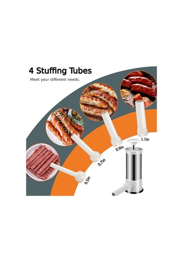 Neevoyu Ev İçi Çelik Sosis Dolabı - 4 Farklı Uç, Eldiven, İp Ve Fırça Seti İle 2.2 Lb Kapasiteli El İşlemli Sosis Yapım Aleti Diğer