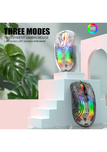 Reedark Xyh20  Bt5.0 2.4g Kablosuz  3 Modlu 2.4g Kablosuz Bt5.0 Ve Usb Kablolu Şeffaf Rgb