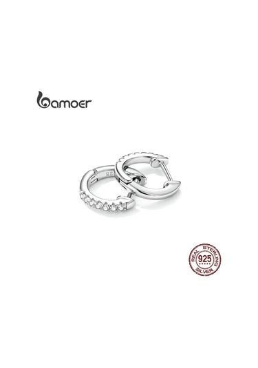 Gümüş Bamoer Hakiki 925 Ayar Gümüş Yuvarlak Daire Halka Küpeler Kadınlar İçin Altın Renk Küpe Ayar Gümüş Takı Hediye L