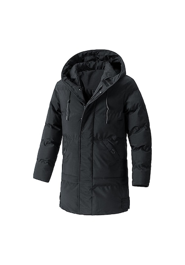Erkek Kışlık Büyük Beden Sıcak Pamuklu Mont Siyah
