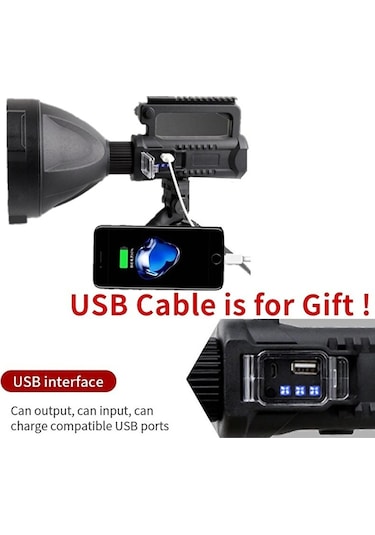 W590 El Feneri Usb Şarj Edilebilir Güçlü Fener 4 Farklı Mod