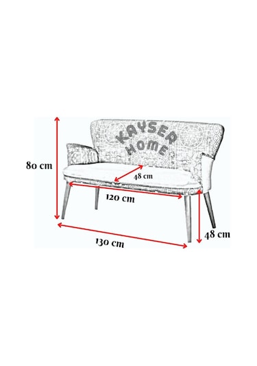 Kayser Home Çay Seti Koltuk Takımı - Oturma Grubu - Balkon - Ofis - Bahçe Mobilyası - Nubuk Kumaş Zebra - Siyah Ayak