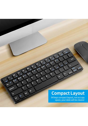 Springsun Klavye Mouse Kombo 2.4g Kablosuz Klavye Mouse Seti Ofis Klavye Mouse Seti İnce Tasarım Tak Ve Çalıştır Pc Dizüstü Bilgisayar Siyah