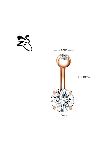 Zs 14g Paslanmaz Çelik Göbek Piercingi 6/8/10/12 Mm Cz Kristal Takı Greenblack Gun Kaplama Black Gun Kaplama