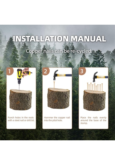 15 Adet Bakır Çivi Ağaç Kütüğü Kökünü Öldürmek İçin, 3.14 İnç
