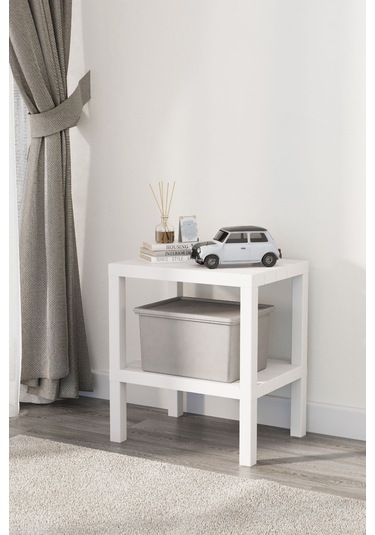 2 Katlı Dikey Raf, Plastik Sehpa, Balkon Rafı, Saksılık, Banyo Mutfak Rafı, Beyaz Beyaz