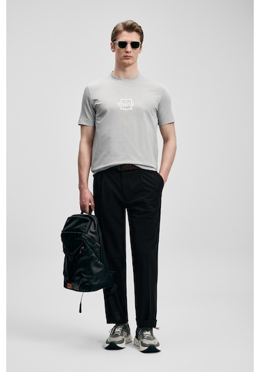 Lufian Thınk Modern Grafik T- Shirt Gri Gri 111020310100150