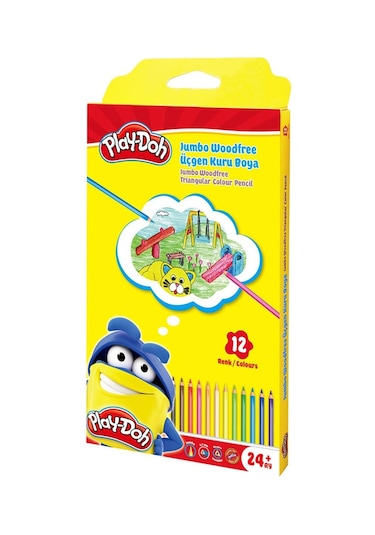 Play-Doh Woodfree Jumbo Üçgen Kuru Boya 12 Renk
