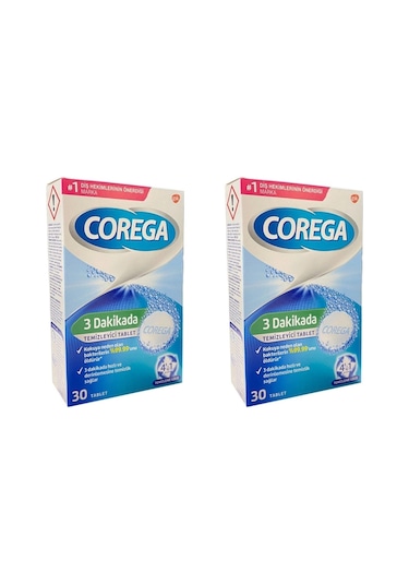 Corega 3 Dakikada Protez Temizleyici Tablet 30'lu x 2 Paket
