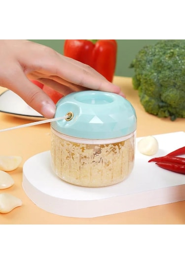 Yeni 300ml Döner Sarımsak Presi Ezici Sebze Soğan Doğrayıcı Manuel Et Kıyma Makinesi Sarımsak Doğrayıcı Mutfak Pişirme Aksesuarları Gri