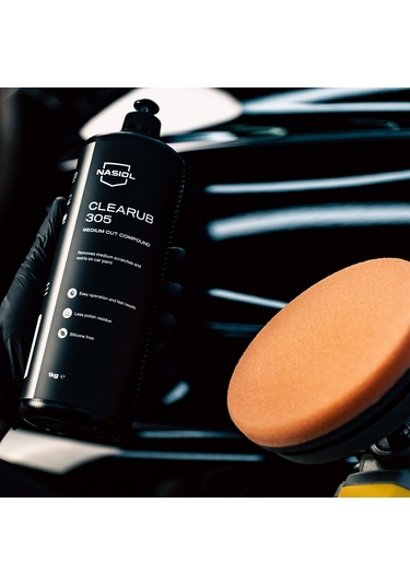 Nasiol Clearub 305 Orta Ağır Çizik Giderici Polisaj Pastası Pasta Cila 500 G Silikonsuz Boya Parlat