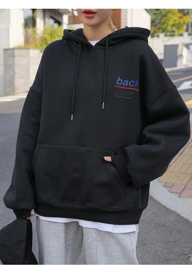 Kadın Gri Back Baskılı Oversize Sweatshirt Ts-Backswt Gri