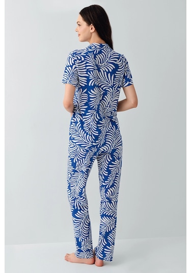 Kocabey Arnetta Ar3607-s Kadın Gömlek Pijama Takım Saks Mavi