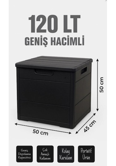 Bahçe Sandığı Çok Amaçlı Dolap 120 Lt 50x50x45 Antrasit