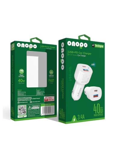 3.4a Type-c Ve Usb Girişli Led Işıklı Hızlı Araç Şarjı 40w - A7