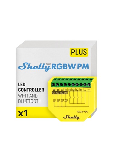 Shelly Plus Rgbw Pm Akıllı Led Renk Ve Parlaklık Kontrol Rölesi