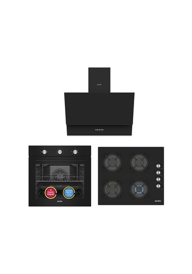 Simfer SB8228 - T3046 - SD8708 Trend Mekanik Siyah 3'lü Ankastre Set